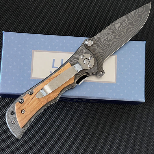 Liome 339 Outdoor Damascus Steel Folding Pocket Tool