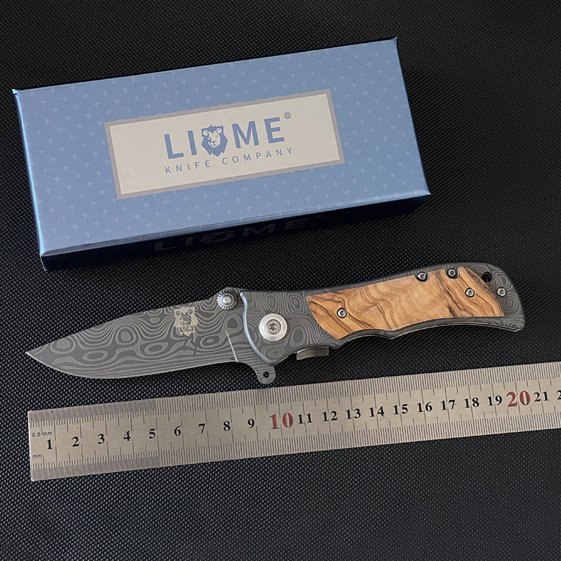 Liome 339 Outdoor Damascus Steel Folding Pocket Tool