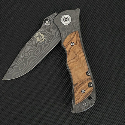 Liome 339 Outdoor Damascus Steel Folding Pocket Tool