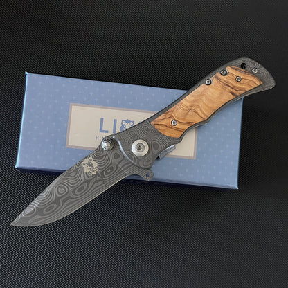 Liome 339 Outdoor Damascus Steel Folding Pocket Tool