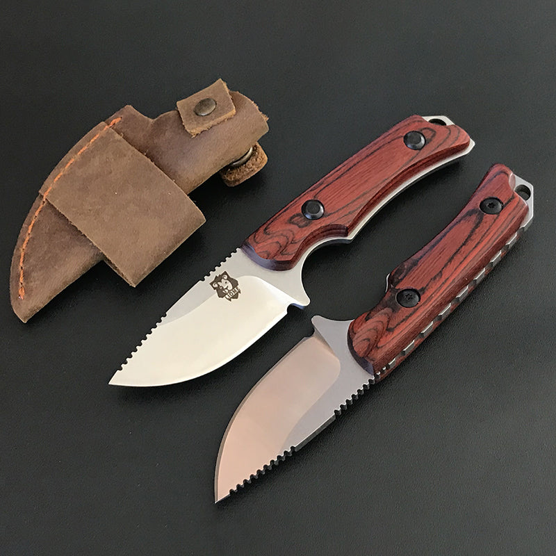 Liome 15017 Red-Brown Wood Handle Portable Pocket EDC Tool