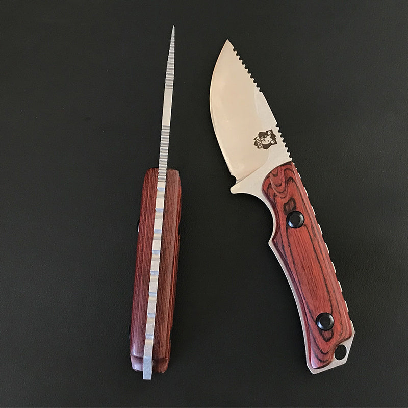 Liome 15017 Red-Brown Wood Handle Portable Pocket EDC Tool