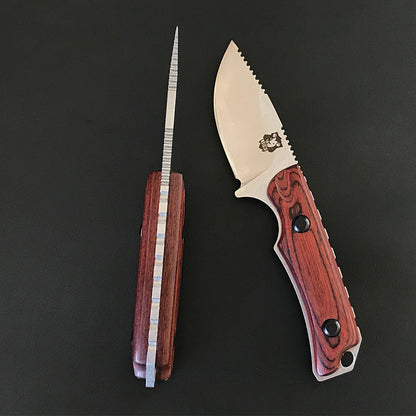 Liome 15017 Red-Brown Wood Handle Portable Pocket EDC Tool