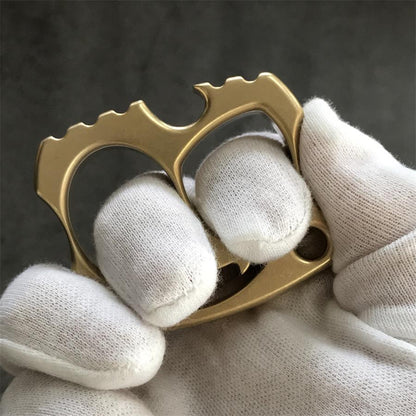 Smiling Skull Brass Bottle Opener with Two-hole Design Outdoor EDC Keychain Tool