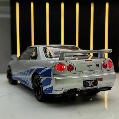 1:24 Nissan Skyline GTR R34 Alloy Sports Car Model