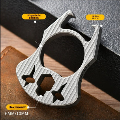 Portable Titanium Multi-Purpose Bottle Opener with Keychain Attachment