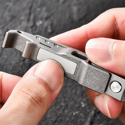 Flat Dual-Function Titanium Tool for Nail Clipping and Bottle Opening