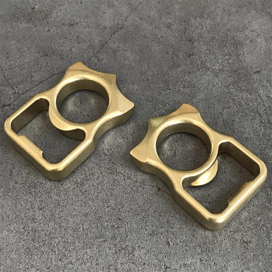 EDC Keychain and Backpack Tool with Stonewashed Brass Bottle Opener