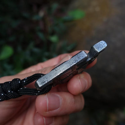 Keychain and Backpack Mini EDC Tool with Damascus Pattern Bottle Opener