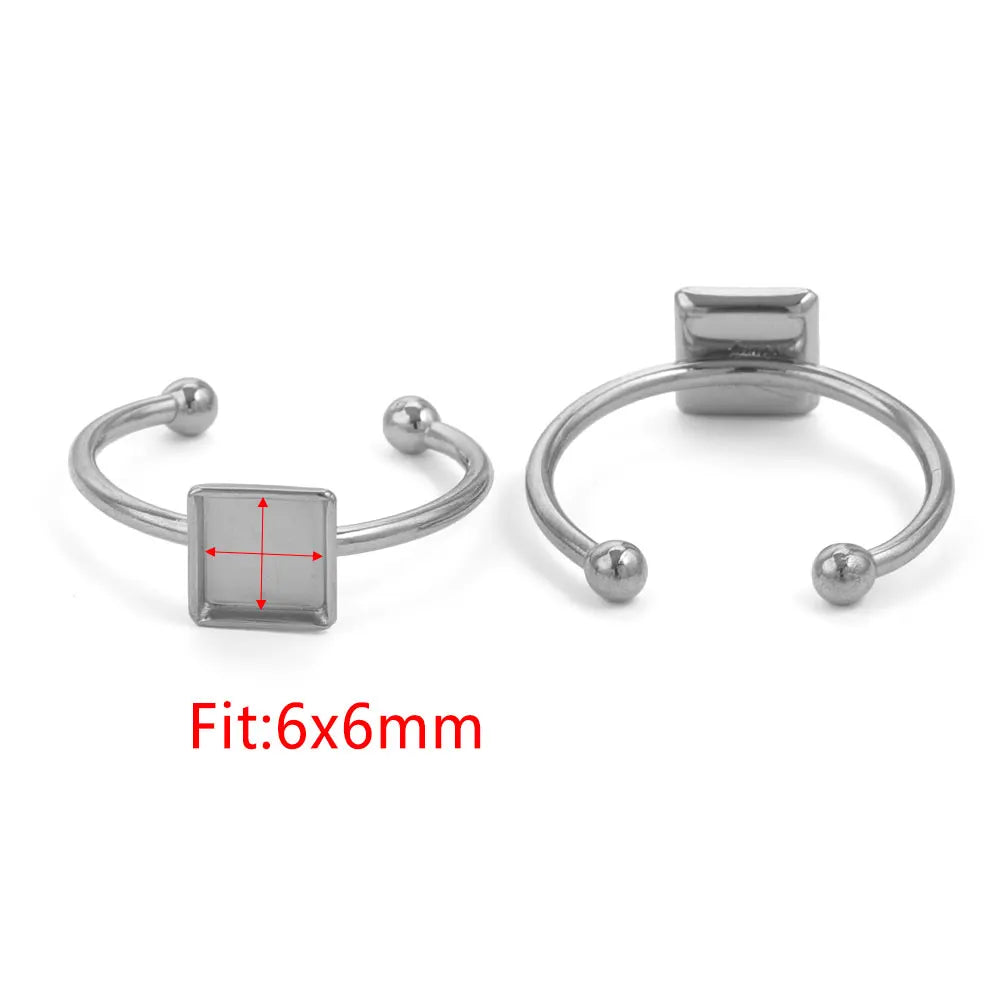 10pcs Adjustable Stainless Steel Ring Blanks