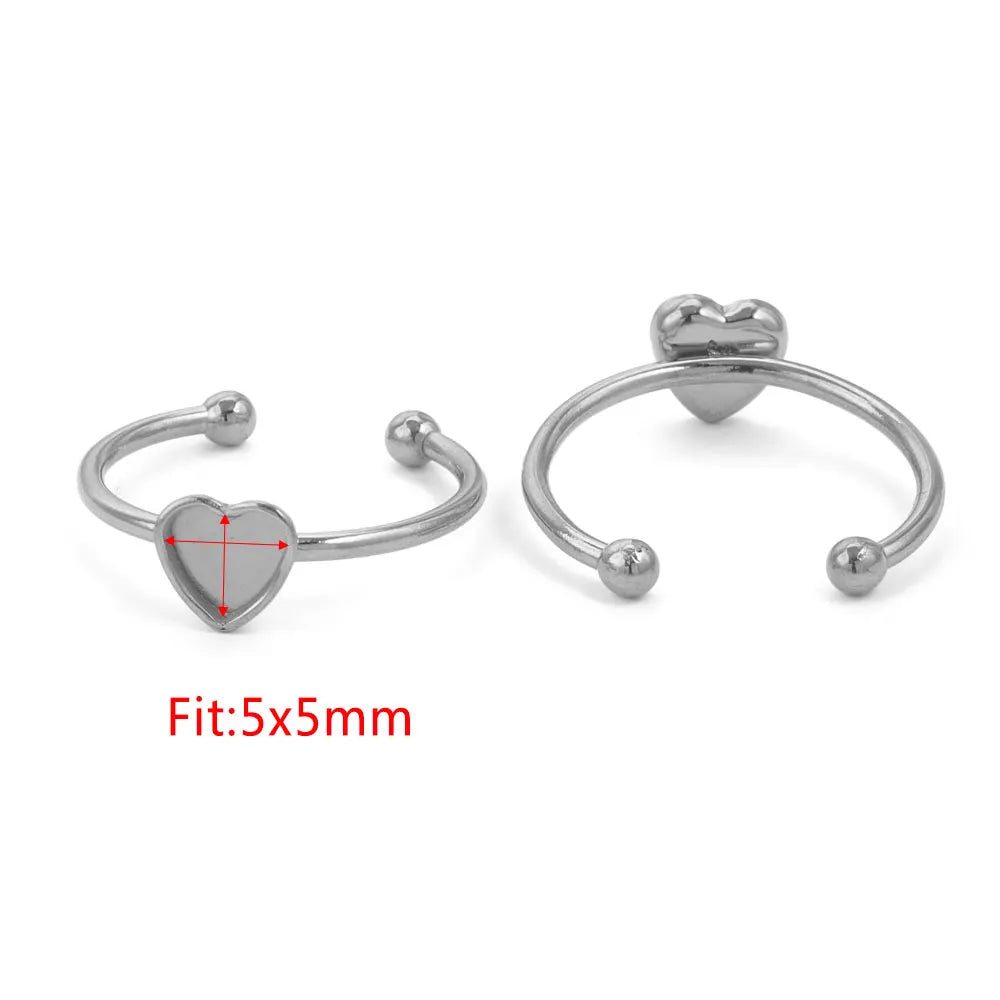 10pcs Adjustable Stainless Steel Ring Blanks