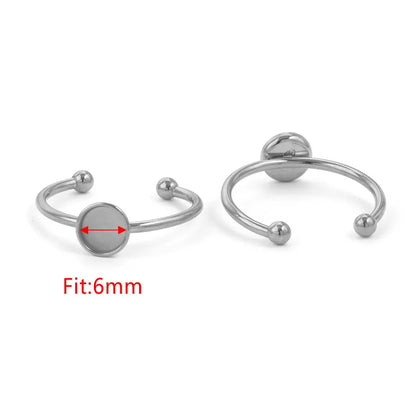 10pcs Adjustable Stainless Steel Ring Blanks