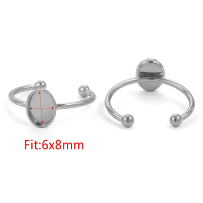 10pcs Adjustable Stainless Steel Ring Blanks