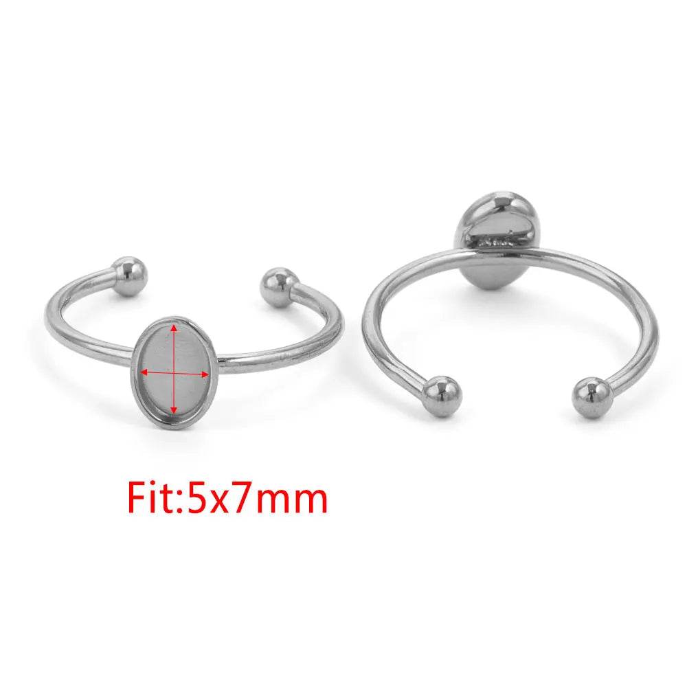 10pcs Adjustable Stainless Steel Ring Blanks