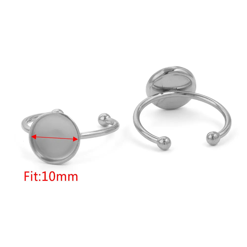 10pcs Adjustable Stainless Steel Ring Blanks