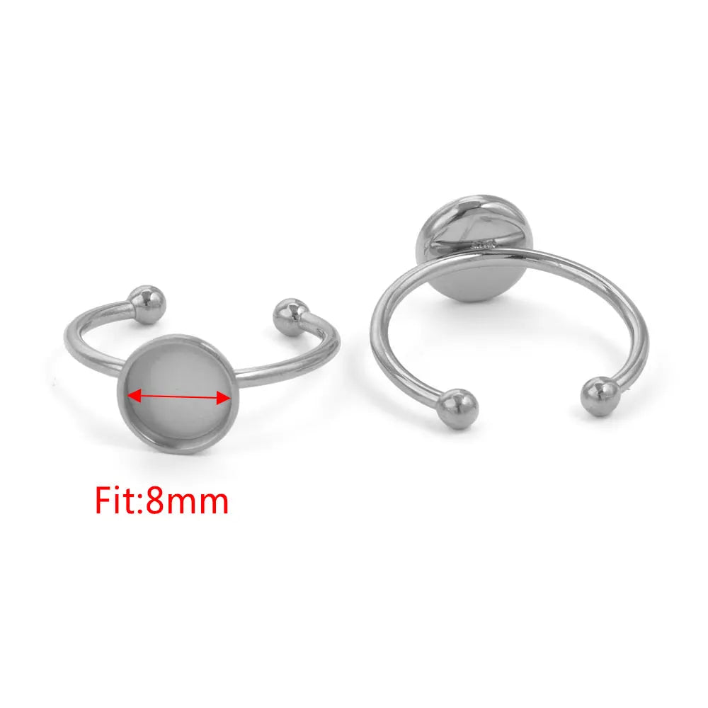 10pcs Adjustable Stainless Steel Ring Blanks