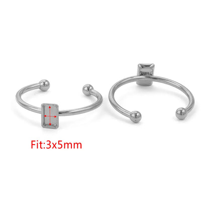 10pcs Adjustable Stainless Steel Ring Blanks