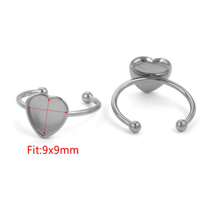 10pcs Adjustable Stainless Steel Ring Blanks