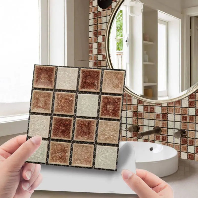 10pcs Self-Adhesive Waterproof 3D Mosaic Wall Tiles