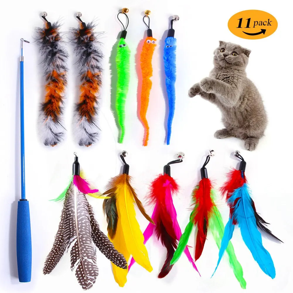 11-Piece Feather Cat Toy Set