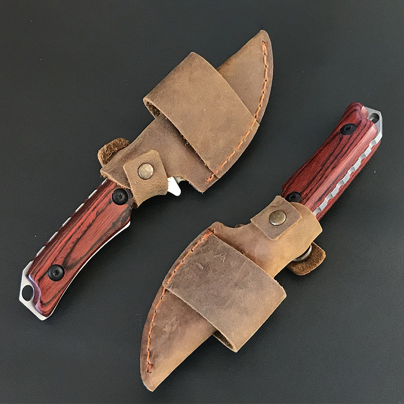 Liome 15017 Red-Brown Wood Handle Portable Pocket EDC Tool