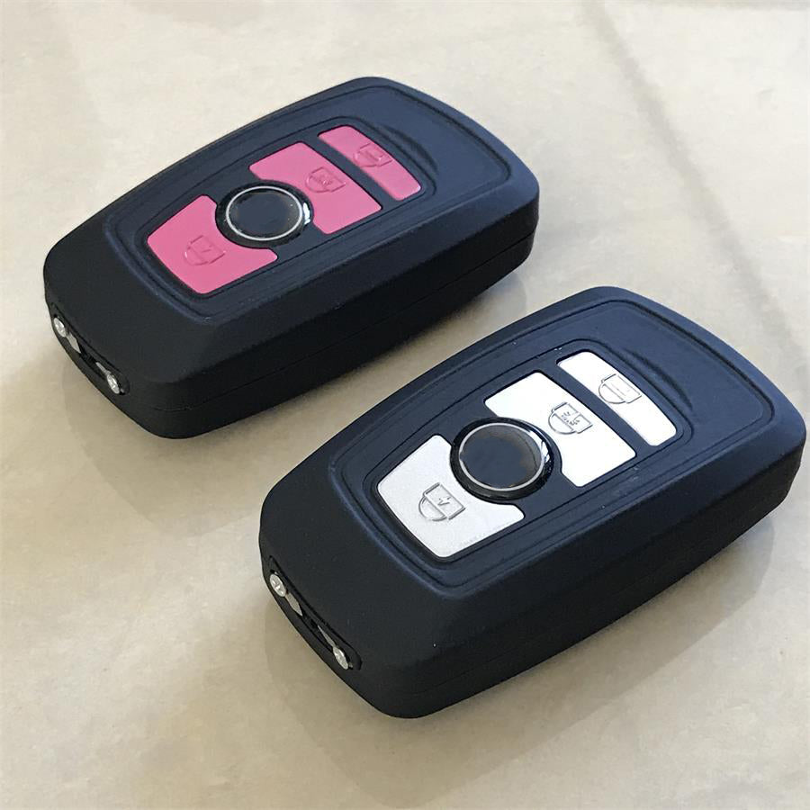 Sleek Outdoor Tool with Pink and Silver Key Shape