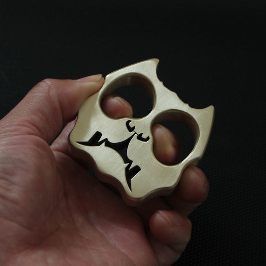 Chunky Brass Double-Hole Dog Design Outdoor Tool