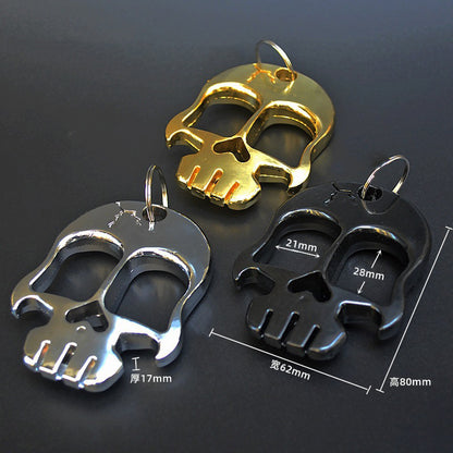 Multifunctional Skull Knuckle Duster Two Finger Bottle Opener External Defense Window Breaker EDC Tool Boxing Combat Protector