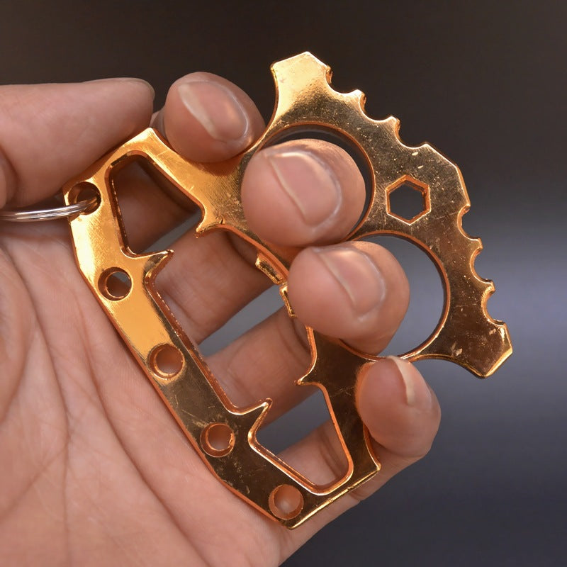 Multifunctional Defense Bottle Opener-Brass Knuckle Duster Two Finger Buckle Defence Window Breaker Fighting Gear