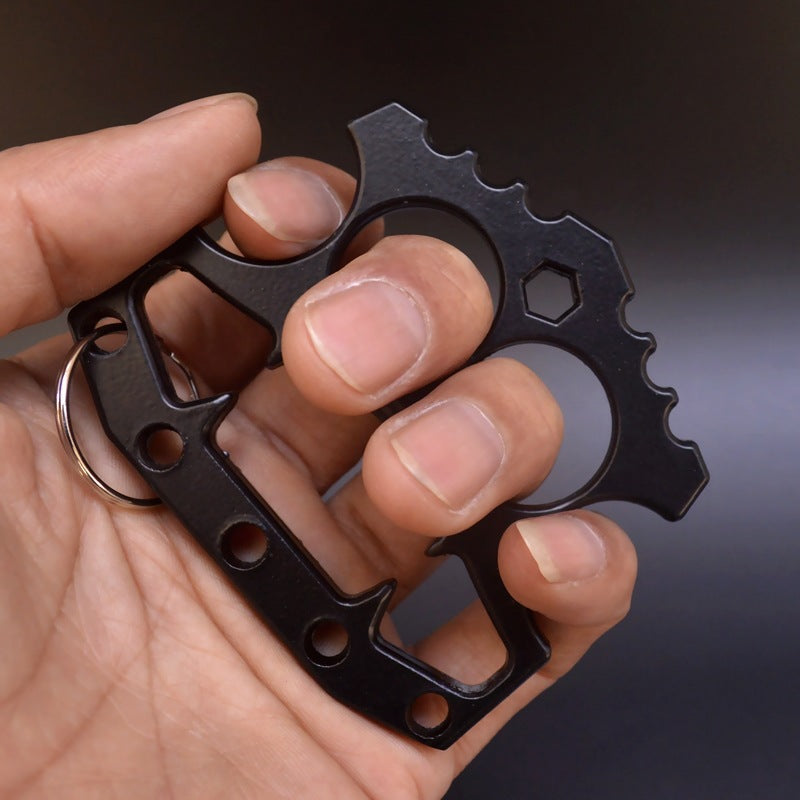 Multifunctional Defense Bottle Opener-Brass Knuckle Duster Two Finger Buckle Defence Window Breaker Fighting Gear