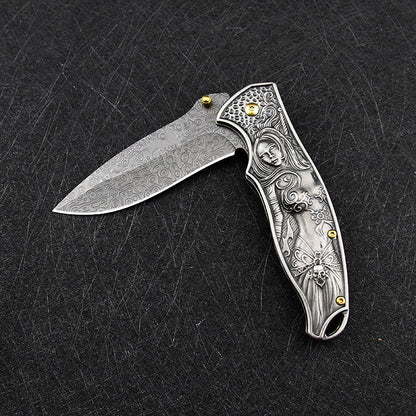 Sacred Emblem Handle Folding Pocket EDC Tool