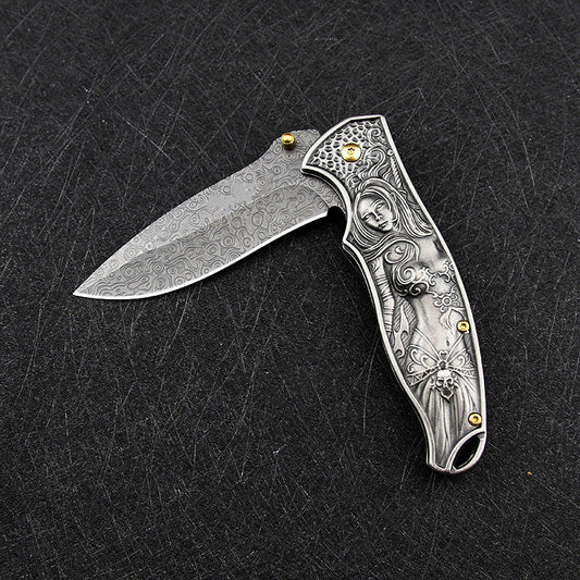 Sacred Emblem Handle Folding Pocket EDC Tool