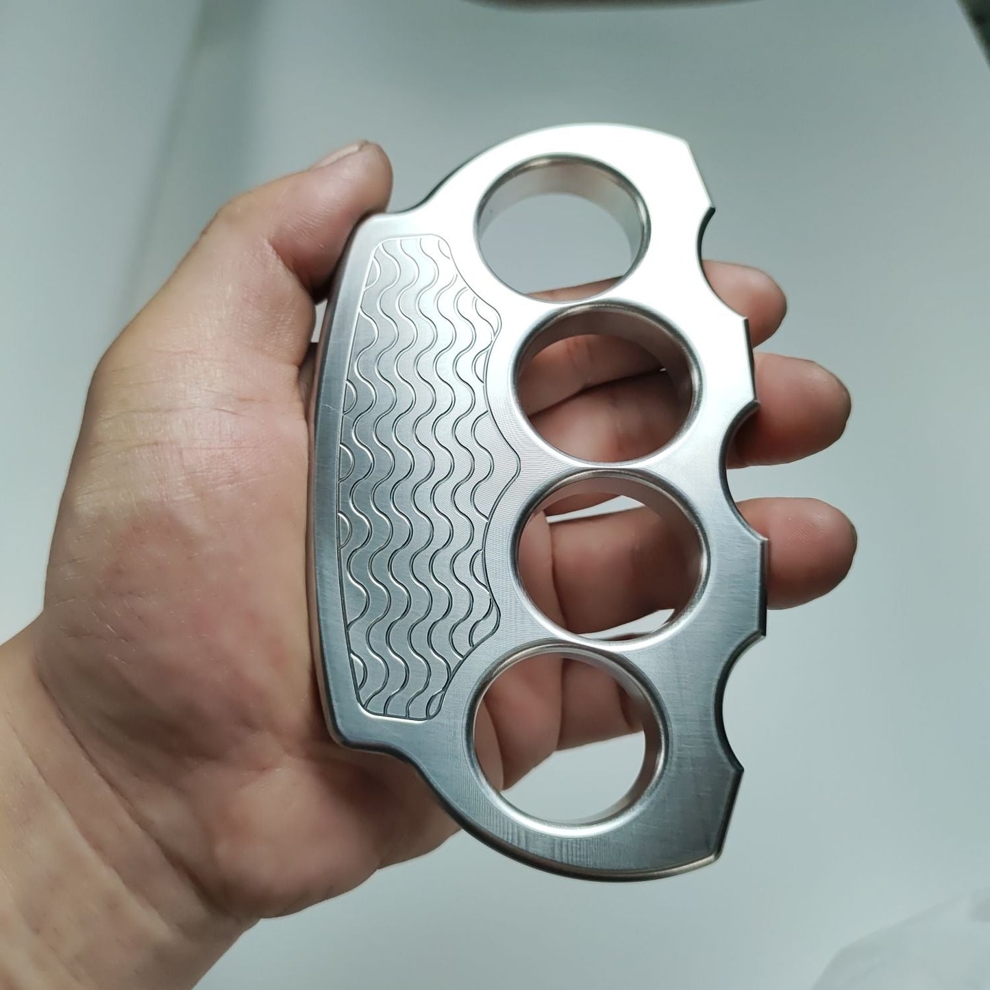 Steel Textured Skull Pattern Large Hole Bottle Opener EDC Tool