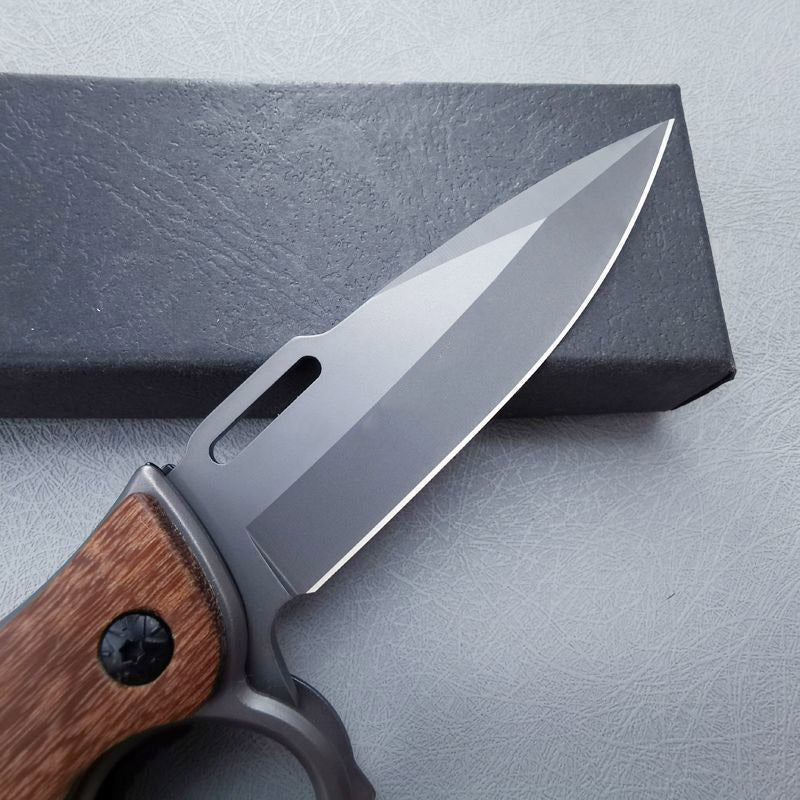 Outdoor Folding Pocket EDC Tools Featuring Wooden Handle and Four Holes