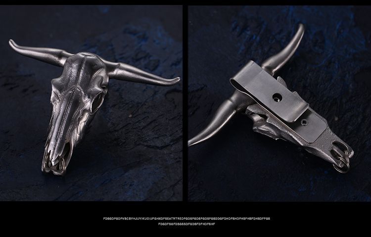 Small Bullhead Pocket Keychain Charm for Backpack EDC Tools