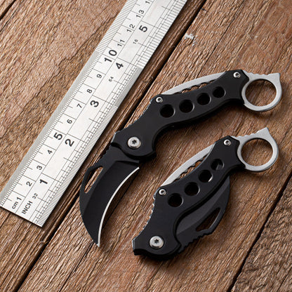 Folding Outdoor EDC Tool Featuring Black Bird Motif