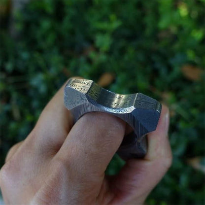EDC Tool with Damask Pattern One-Hole Damascus Steel Bottle Opener