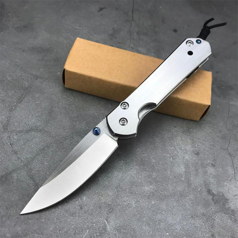 Silver Foldable EDC Outdoor Tool Featuring Polished Surface