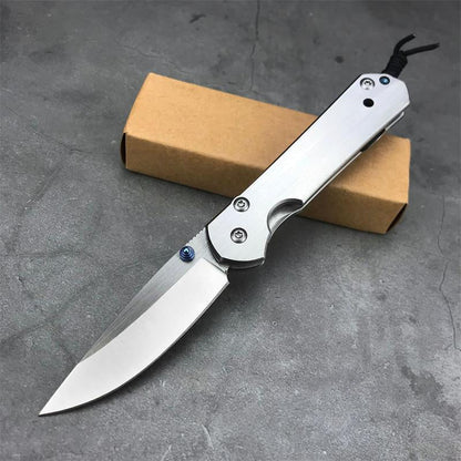 Silver Foldable EDC Outdoor Tool Featuring Polished Surface