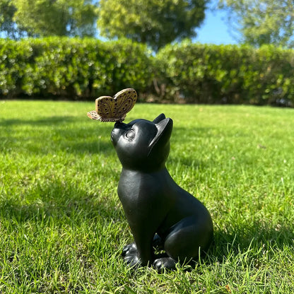 Curious Cat with Butterfly Decorative Figurine