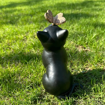 Curious Cat with Butterfly Decorative Figurine