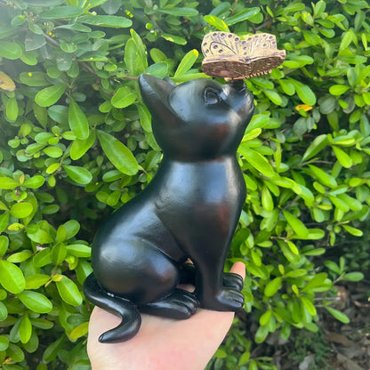 Curious Cat with Butterfly Decorative Figurine