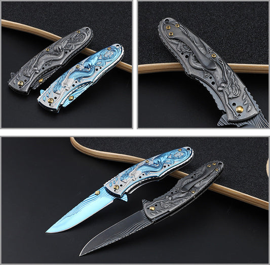 Outdoor Folding Pocket EDC Tool with Engraved Mermaid Handle