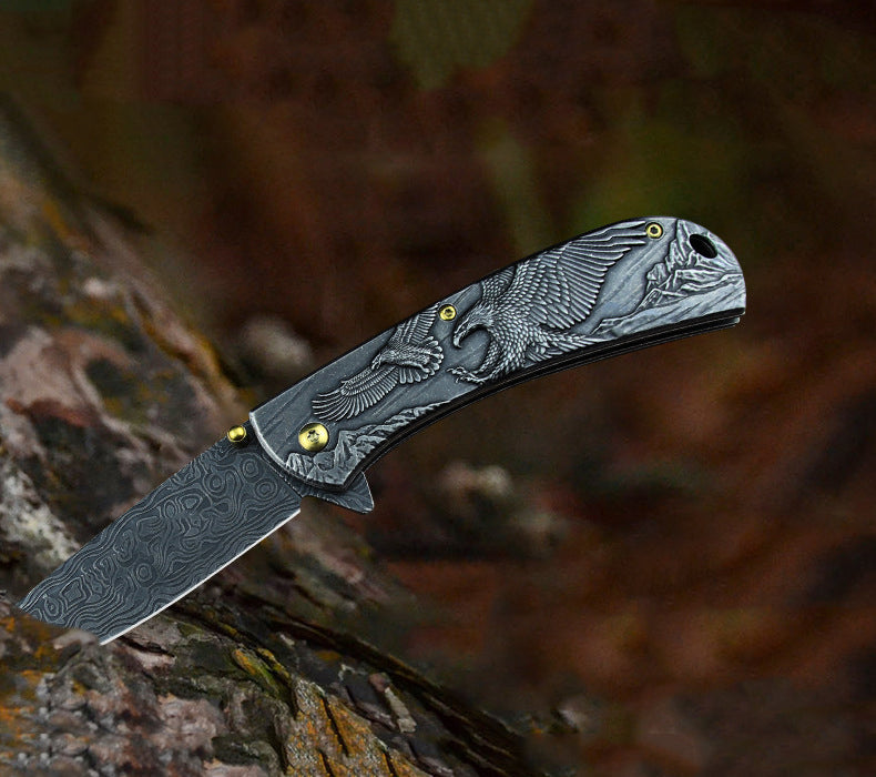 Multi-Animal Embossed Handle Folding Pocket Tool for Outdoor Use