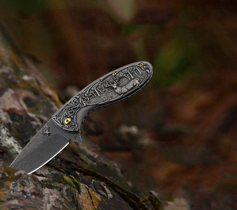 Nature-Inspired Deer Handle Folding EDC Pocket Tool
