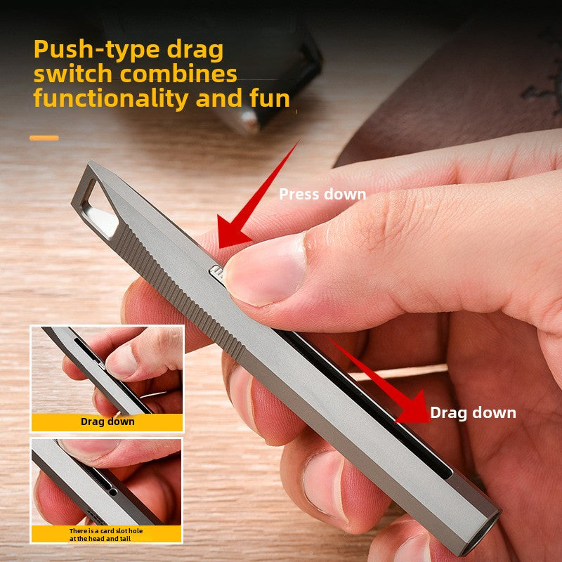 Ergonomic Titanium Sliding Pen with Built-in Crowbar