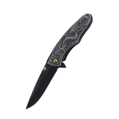 Outdoor Folding Pocket EDC Tool with Engraved Mermaid Handle