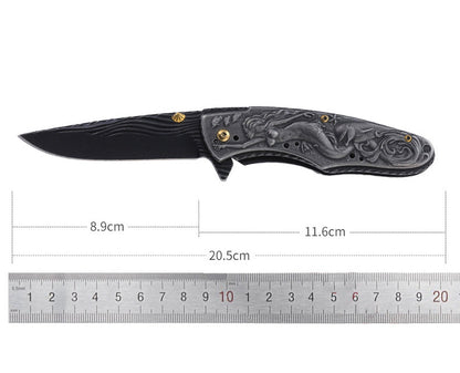 Outdoor Folding Pocket EDC Tool with Engraved Mermaid Handle