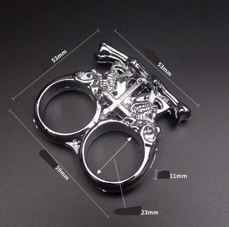 Mini Cross-Brass Knuckle Duster Four Finger Buckle Defence Window Breaker Fighting Gear