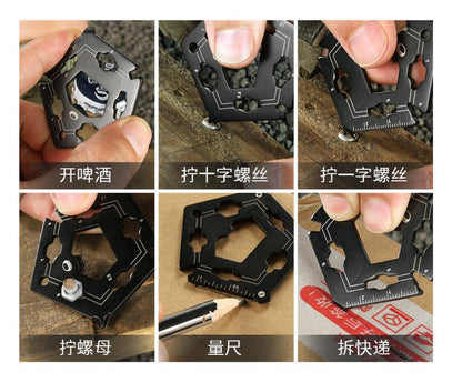 Outdoor Multifunctional Bottle Opener Bicycle Repair Wrench Combination Tool Card